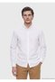 White Solid-Color Regular-Fit Long-Sleeve Casual Shirt - 5