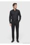 Black Plain Regular Fit Long Woven Classic Cotton Blend Shirt - 3