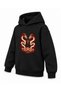 Black Kids' Hooded Sweatshirt with Dragon and Red Rays Print - 3
