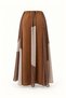 Suede-Accented Tan Midi Skirt - 4