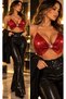 Red Glittery Stone-Embellished Bustier