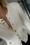 Ecru Knit Cardigan with Stone Button Details and Pockets - 3