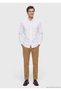 White Solid-Color Regular-Fit Long-Sleeve Casual Shirt - 3