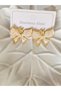 STEEL EARRINGS - BUTTERFLY GOLD - EARRINGS WITH CREAM-COLORED DETAILS - 6