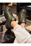 BayTuluk BT-X24 Khaki Vegan Leather Black High-Sole Men's Casual Sneakers - 2
