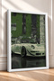 Green-Toned Retro Collage Sports Car Framed Art Print / Car Poster for Garage or Office Wall Decor OTO180 - 2