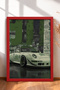 Green-Toned Retro Collage Sports Car Framed Art Print / Car Poster for Garage or Office Wall Decor OTO180