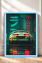 Framed Painting of a Japanese Sports Car on a Rainy Neon Street—Car Poster for Garage or Office Wall Decor OTO181 - 3