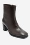 POURE Brown Genuine Leather Women's Chunky-Heeled Boots with Thick Heel - 6