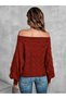 Women's madonna collar patterned cuff balloon knit blouse - 3