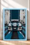 Classic Race Car with Blue and White Stripes—Framed Art Print, Car Poster, Wall Decor OTO179 - 3