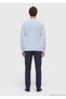 Light Blue Crew Neck Corded Fabric Wool Blend Knit Sweater - 6