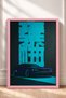 Purple Muscle Car in Neon Turquoise Light—Framed Art Print, Car Poster, Garage or Office Wall Decor OTO174 - 3