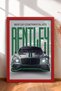 Framed Poster of a British Race Car with a Green Stripe—Car Poster for Garage or Office Wall Decor OTO002