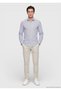 Light Blue Striped, Regular Fit, Long-Sleeved, Classic Woven Silk-Blend Shirt - 2