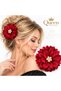10 cm Large Satin-Layered Floral Clasp Buckled Hair Clip for Women, Decorated with Pearl Crystal Stones, Burgundy Red