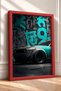 Turquoise Graphite-Accented Wide-Body Muscle Car Framed Art Print Car Poster Wall Decor OTO193 - 2