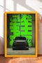 Luxury SUV Framed Art Print in Front of a Neon Green Wall—Car Poster for Garage or Office Wall Decor OTO190