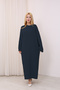 Crew Neck, Long-Sleeved, Loose Fit, Oversized, Knitted, Textured, Ankle-Length, Long Knit Dress - 7