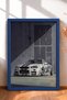 White Japanese Race Car with Purple Graphics—Framed Art Print, Car Poster, Garage or Office Wall Decor OTO186