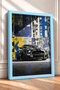 Yellow and Blue Collage-Style American Muscle Car Framed Art Print / Car Poster for Garage or Office Wall Decor OTO182 - 2