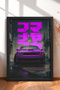 Framed Painting of a Purple Sports Car on a Rainy Side Street—Car Poster for Garage or Office Wall Decor OTO185