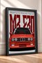 Red Classic German Sports Sedan Framed Art Print Car Poster for Garage or Office Wall Decor OTO041 - 2