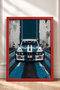 Classic Race Car with Blue and White Stripes—Framed Art Print, Car Poster, Wall Decor OTO179 - 3