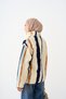 Women's Fleece Jacket with Striped Detail and Zipper, Cream - 4