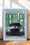 Framed Poster of a British Race Car with a Green Stripe—Car Poster for Garage or Office Wall Decor OTO002