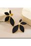 STEEL EARRINGS WITH BLACK-LEAVED FLOWERS