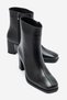 POURE Black Leather Women's Chunky-Heeled Boots with Thick Heel