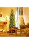 4ft / 5ft / 6ft / 7ft / 8ft / 10ft Dense Slim Pencil Christmas Tree, Pre-strung Adjustable LED Lights, Flame Retardant PVC Foliage, Sturdy Metal Base, Small Corner Holiday Decor - 5