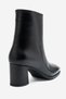 POURE Black Leather Women's Chunky-Heeled Boots with Thick Heel - 7