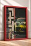Framed Poster of a Weathered Yellow German Sports Car—Car Poster for Garage or Office Wall Decor OTO188 - 2