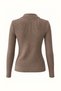 Polo Collar Zipper-Front Taupe Color Sweater - 4