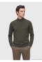 Khaki Half Turtleneck Plain Knit Wool Blended Sweater Sweater - 3