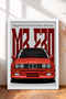 Red Classic German Sports Sedan Framed Art Print Car Poster for Garage or Office Wall Decor OTO041