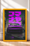 Framed Painting of a Purple Sports Car on a Rainy Side Street—Car Poster for Garage or Office Wall Decor OTO185 - 3