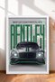 Framed Poster of a British Race Car with a Green Stripe—Car Poster for Garage or Office Wall Decor OTO002