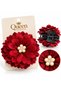 10 cm Large Satin-Layered Floral Clasp Buckled Hair Clip for Women, Decorated with Pearl Crystal Stones, Burgundy Red - 3