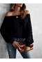 Women's madonna collar patterned cuff balloon knit blouse - 5