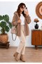 Women's Brown Hooded Plush Jacket with Ribbed Sleeve Detail—Oversized Winter Coat - 5