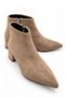 Poca Women's Suede Mink Pointed Toe Low Block Heel Short Boots with Side-Zip Closure, 4 cm Heel (Slim Fit)