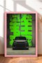 Luxury SUV Framed Art Print in Front of a Neon Green Wall—Car Poster for Garage or Office Wall Decor OTO190