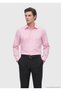 Pink Solid-Color Regular-Fit Long-Sleeve Woven Cotton Blend Shirt - 3