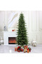 4ft / 5ft / 6ft / 7ft / 8ft / 10ft Dense Slim Pencil Christmas Tree, Pre-strung Adjustable LED Lights, Flame Retardant PVC Foliage, Sturdy Metal Base, Small Corner Holiday Decor - 4