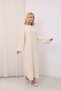 Crew Neck, Long-Sleeved, Loose Fit, Oversized, Knitted, Textured, Ankle-Length, Long Knit Dress - 6