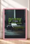 Green and Black Wide-Body Muscle Car Framed Art Print / Car Poster for Garage or Office Wall Decor OTO192 - 3