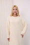 Crew Neck, Long-Sleeved, Loose Fit, Oversized, Knitted, Textured, Ankle-Length, Long Knit Dress - 4